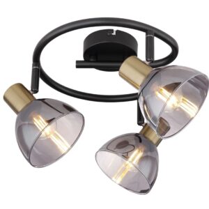 JAY-Smoked Glass and Brass Metal