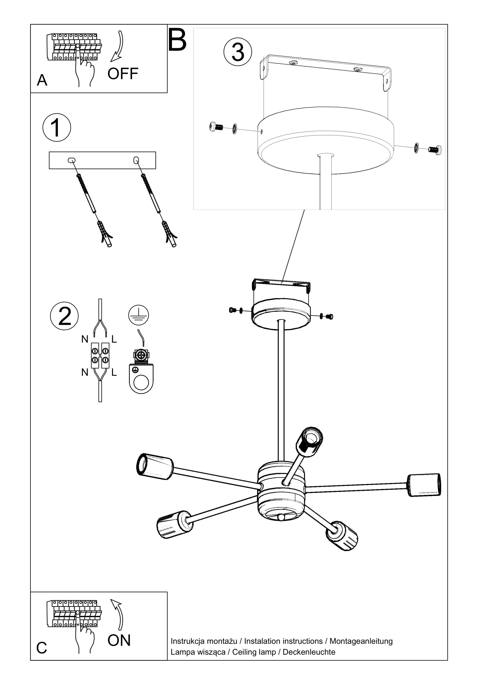 Chandelier LANGO 5- Black - Image 4