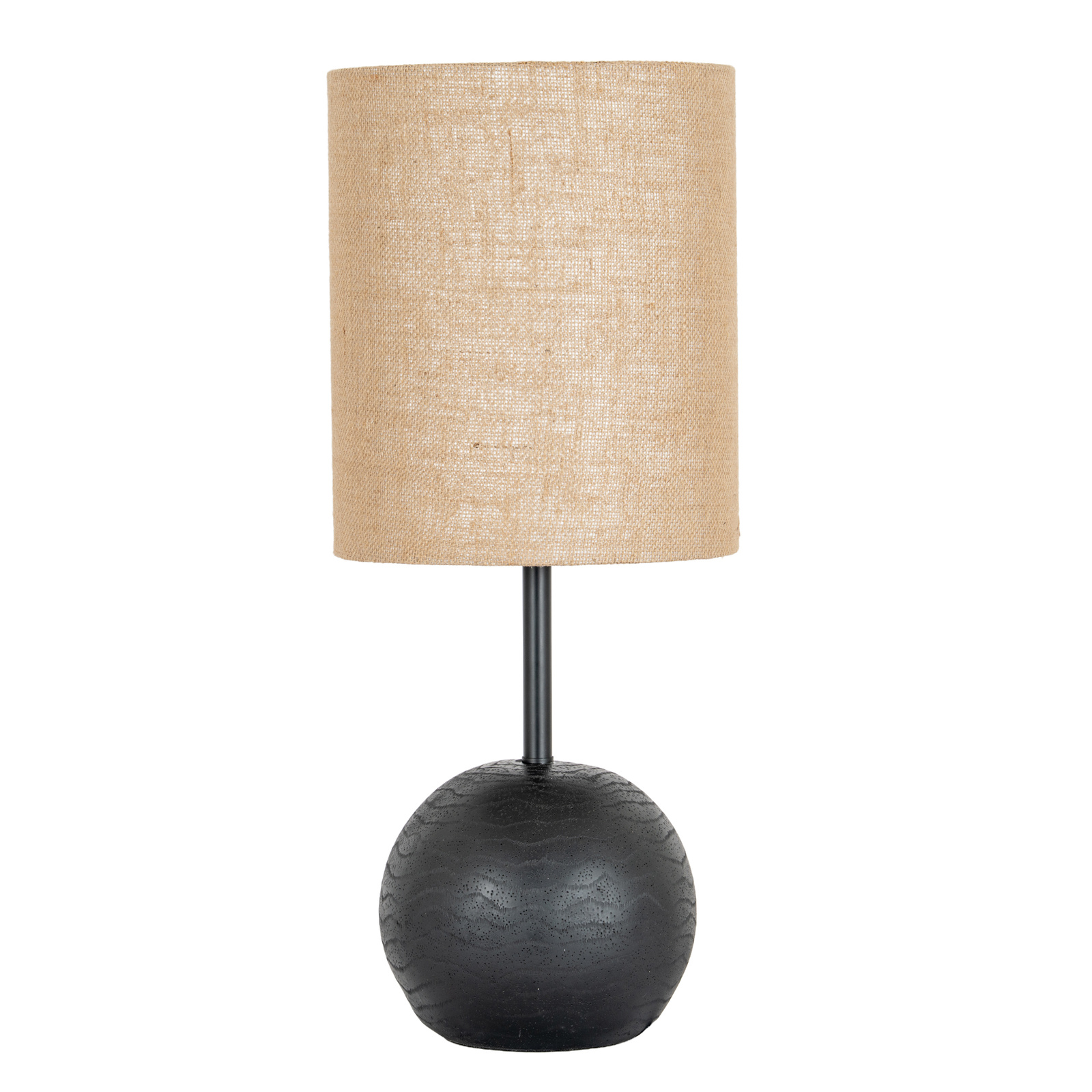 Black Cannon Table Lamp With Hessian Shade - Image 2