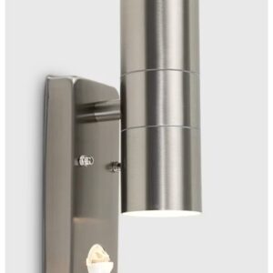 IP44 Brushed Chrome Up/Down Wall Light with PIR Motion Sensor