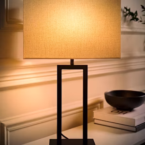 Gloria Double Stem Table Lamp with Rectangular Shade- Black/Gold