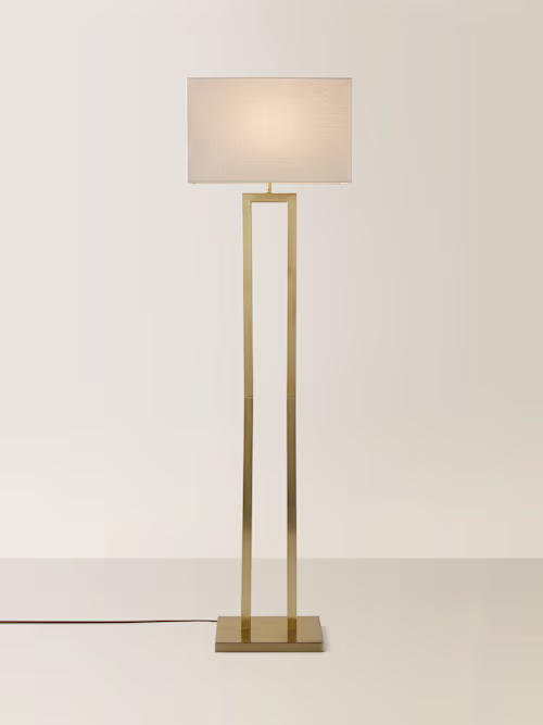 Gloria Double Stem Floor Lamp with Rectangular Shade- Black/Gold - Image 8