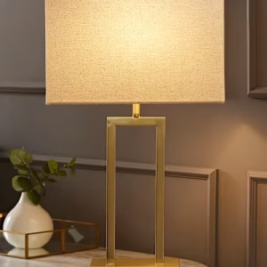Gloria Double Stem Table Lamp with Rectangular Shade- Black/Gold