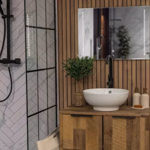 IP44 Bathroom Mirror with Touch Control LED Strip Light and Demister Pad