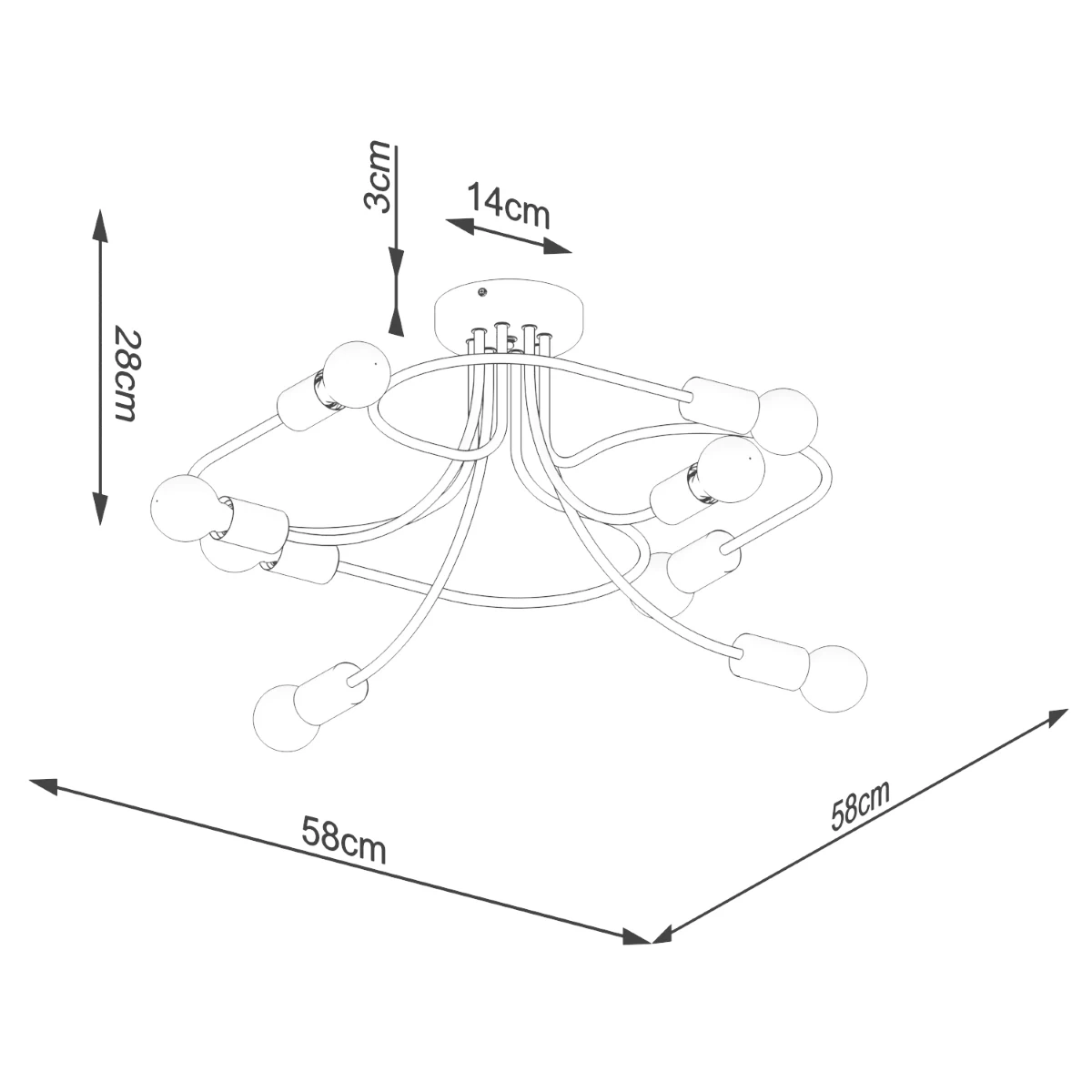 LEVAR 8 Chandelier – Black - Image 6