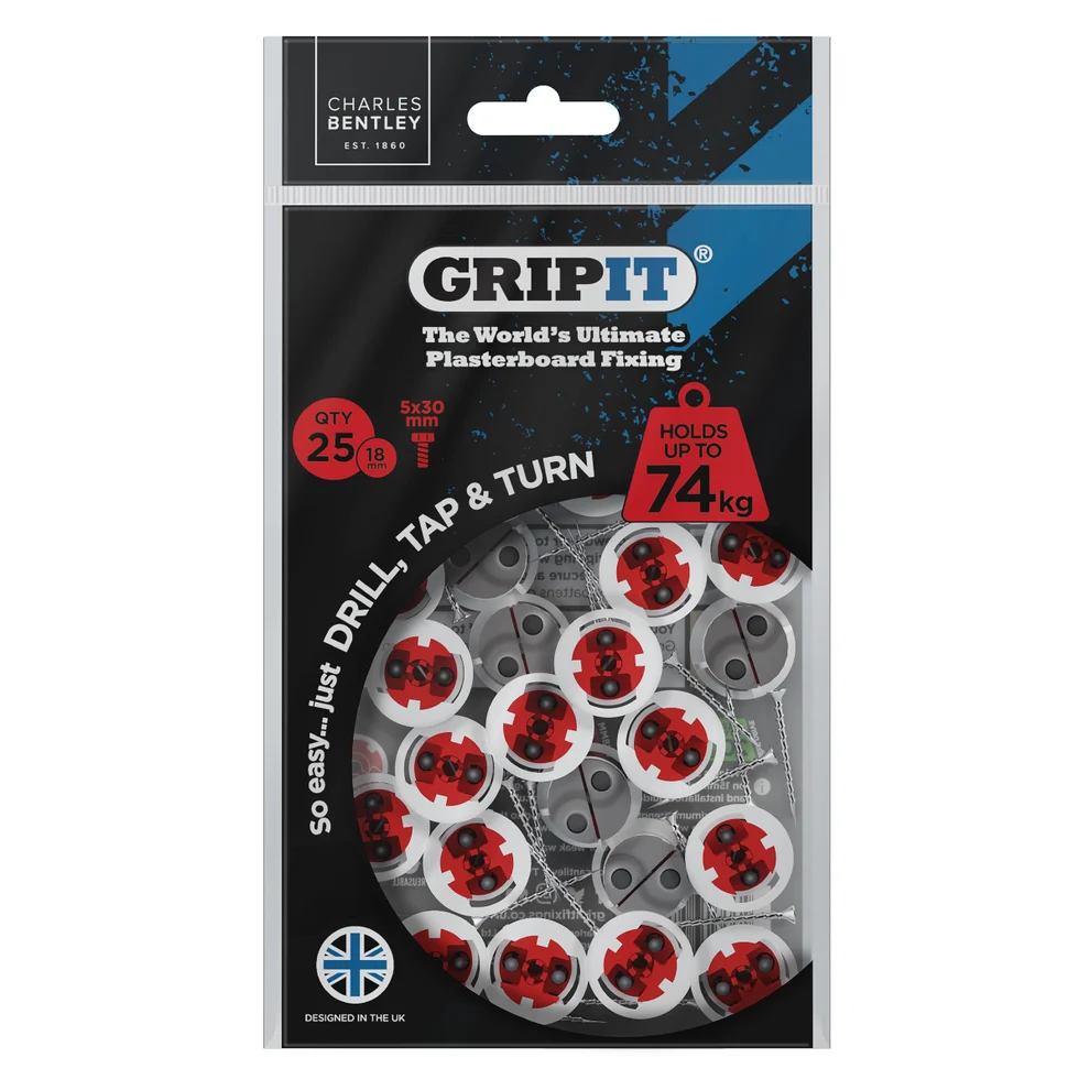 GRIPIT Red 18mm Plasterboard Fixing- 25 Pack