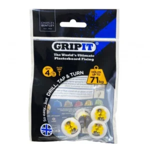GRIPIT 15mm Yellow Plasterboard Fixings – 4 Pack