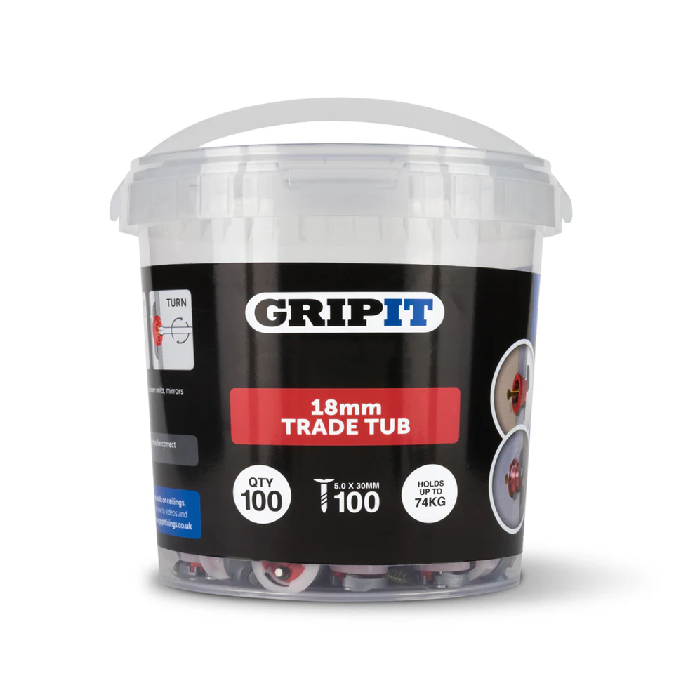 GRIPIT Red 18mm Plasterboard Fixing- 100 Pack